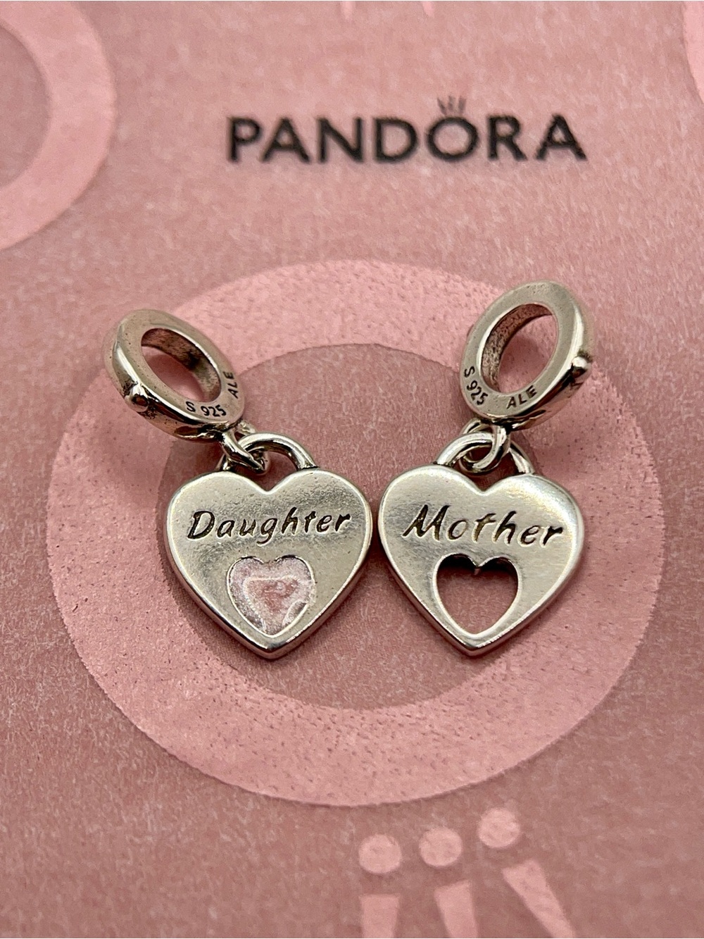 Pandora Sterling Silver Mother & Daughter Split Hearts Dangle Charm 799187C01